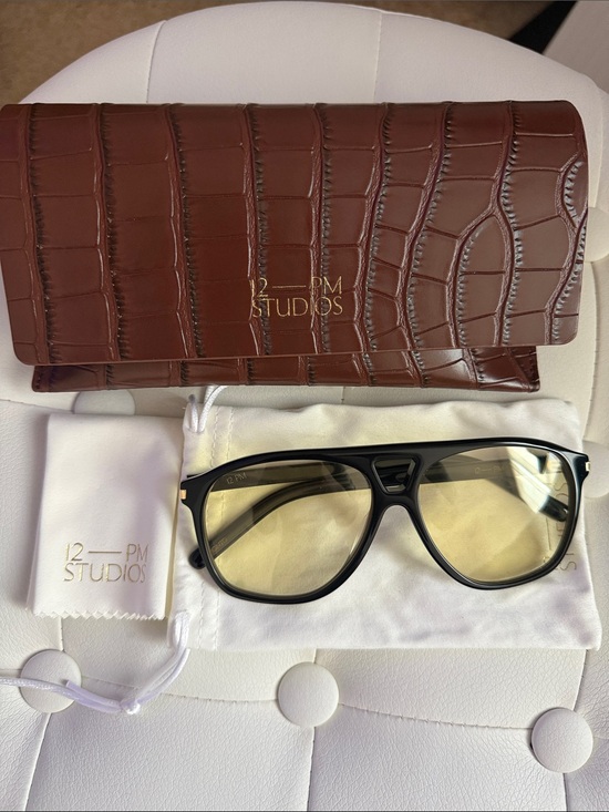 12 PM Studios Toronto Black Frame Sunglasses with Yellow lens